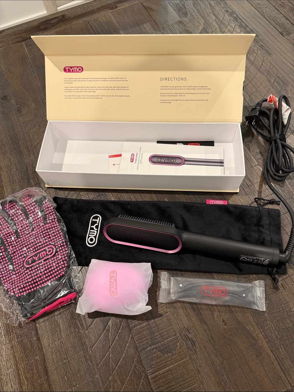 Tymo Ring Hair Straightening Comb Set Electric Ceramic Teeth New in box